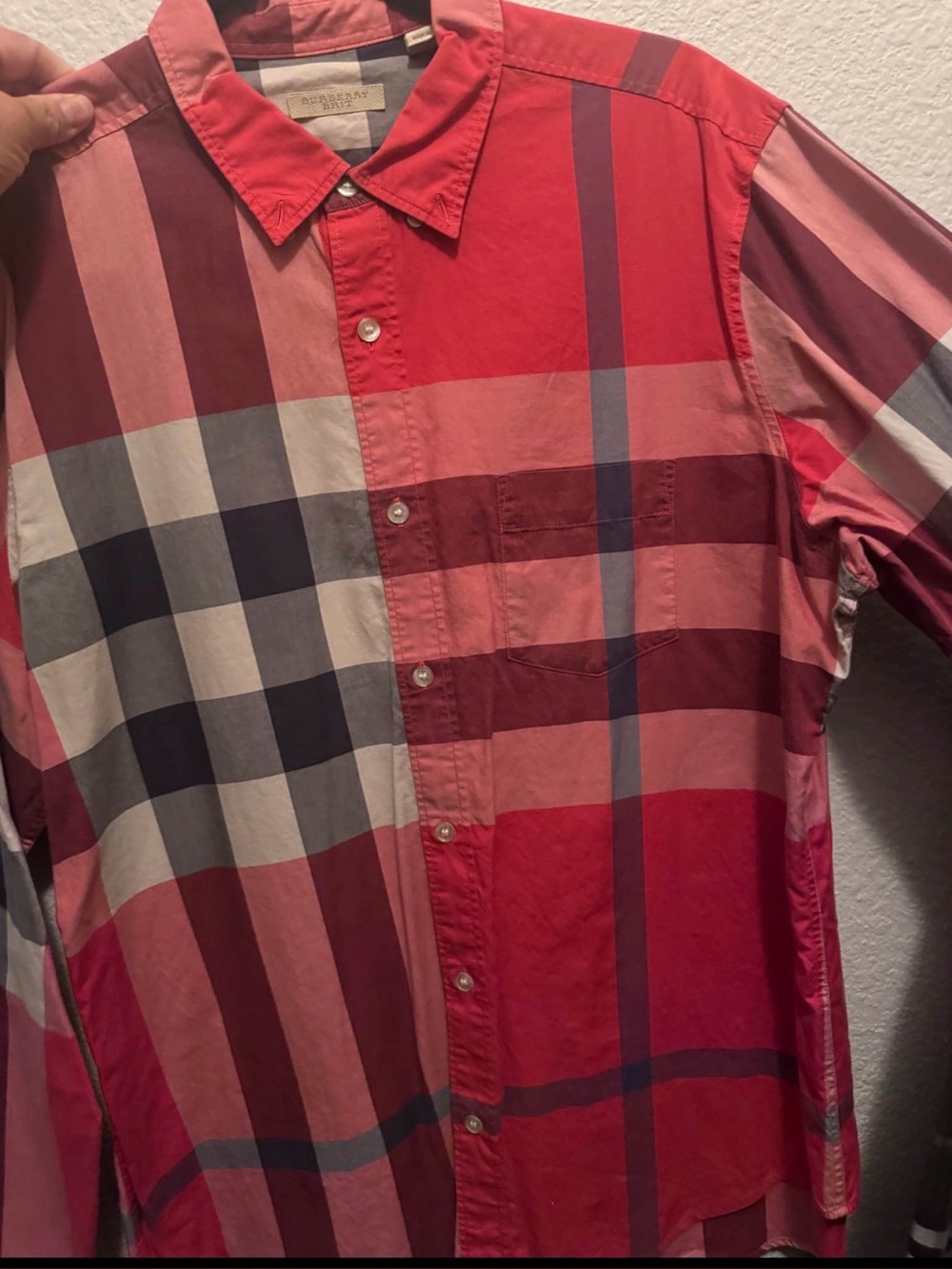 Men's Plaid Button-Up Shirt - Red